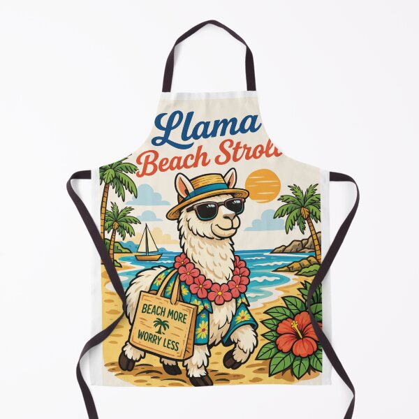 Item preview, Llama Enjoying a Tropical Beach Stroll designed and sold by Mindful56.