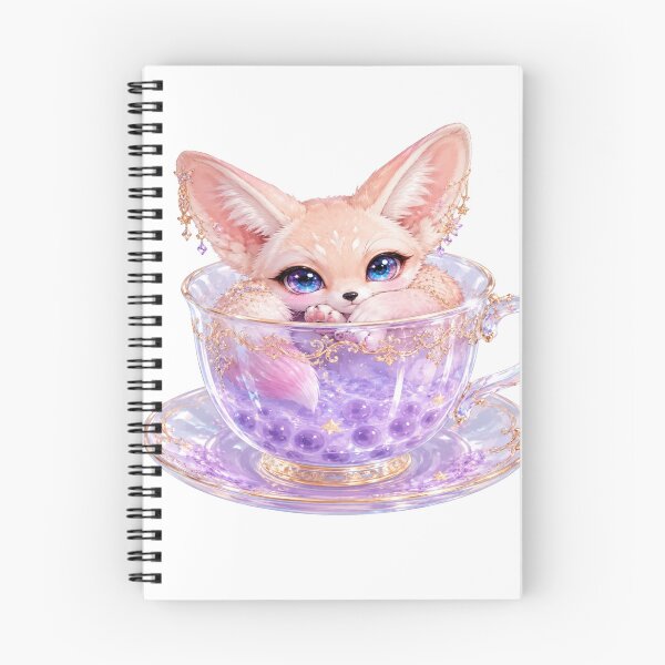 Artikelvorschau, Niedlicher Fantasy-Fuchs-Teetassenaufkleber | Kawaii Lavendel Boba Fuchs-Kunst entworfen und verkauft von StickersHul.