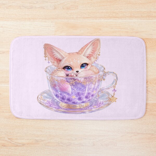 Item preview, Cute Fantasy Fox Tea Cup Sticker | Kawaii Lavender Boba Fox Art designed and sold by StickersHul.