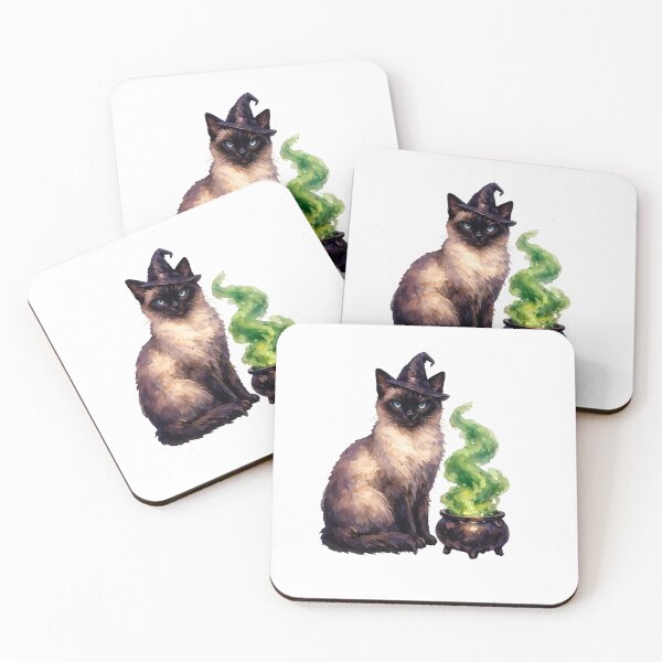 Item preview, Siamese Witch Cat: Mystical Halloween Cat Watercolor Gift designed and sold by TheAngelHeart.