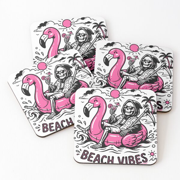 Item preview, Skeleton Flamingos Float Beach Vibes designed and sold by Brexmore3.