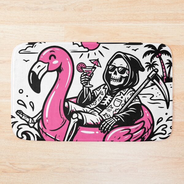 Item preview, Skeleton Flamingos Float Beach Vibes designed and sold by Brexmore3.