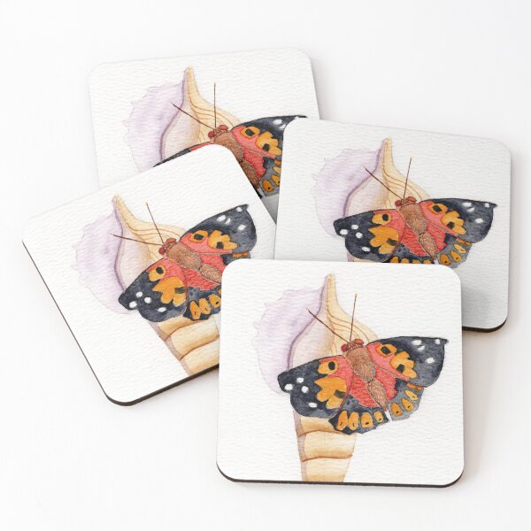 Item preview, Watercolor painting of a shell and a butterfly designed and sold by KPierceArt.