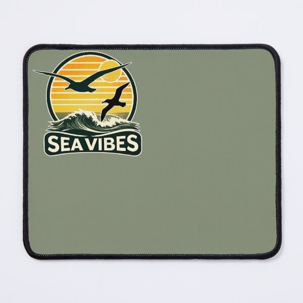 Item preview, Sea Vibes - Two Seabirds Over Wave Sunset Retro Emblem designed and sold by SilentPowerArt.