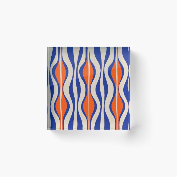 Item preview, Midcentury Modern Abstract Hourglass Pattern in Bright Blue and Orange designed and sold by kierkegaard.
