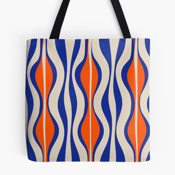 Item preview, Midcentury Modern Abstract Hourglass Pattern in Bright Blue and Orange designed and sold by kierkegaard.