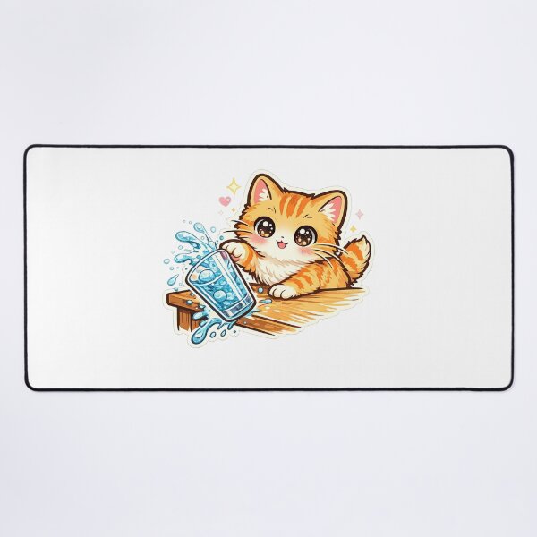 Item preview, Kawaii Cat Knocking Over Glass : Cute Chaos Cat Funny Gift designed and sold by TheAngelHeart.
