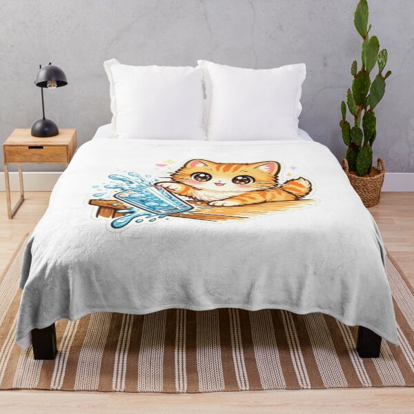 Item preview, Kawaii Cat Knocking Over Glass : Cute Chaos Cat Funny Gift designed and sold by TheAngelHeart.