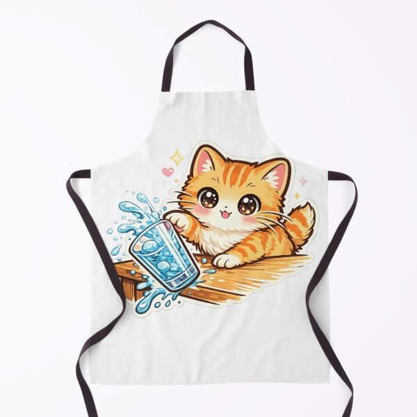 Item preview, Kawaii Cat Knocking Over Glass : Cute Chaos Cat Funny Gift designed and sold by TheAngelHeart.