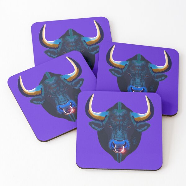 Item preview, Dark Blue Taurus Face Septum Piercing Wall Mount Art designed and sold by Rhapsodic1290.
