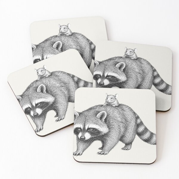 Item preview, Vintage Raccoon and Mouse Friendship Illustration designed and sold by bosamji.