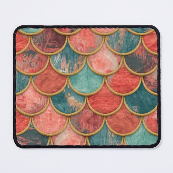 Item preview, Peach And Teal Green Scales Print designed and sold by SeaStarMermaids.