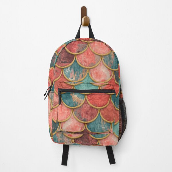 Item preview, Peach And Teal Green Scales Print designed and sold by SeaStarMermaids.