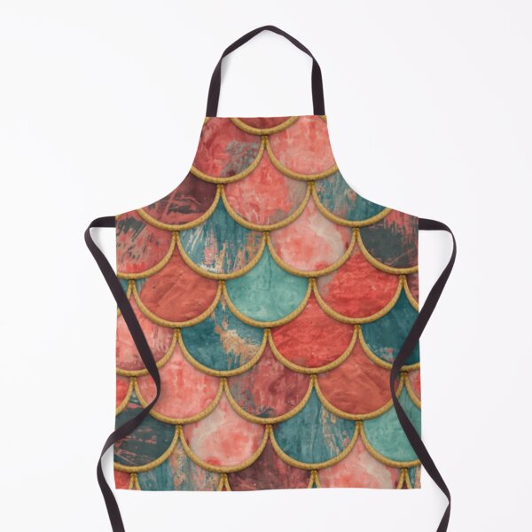 Item preview, Peach And Teal Green Scales Print designed and sold by SeaStarMermaids.