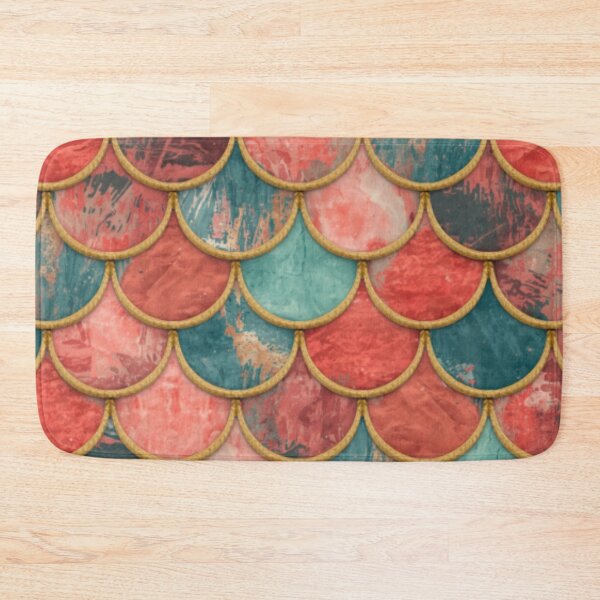 Item preview, Peach And Teal Green Scales Print designed and sold by SeaStarMermaids.