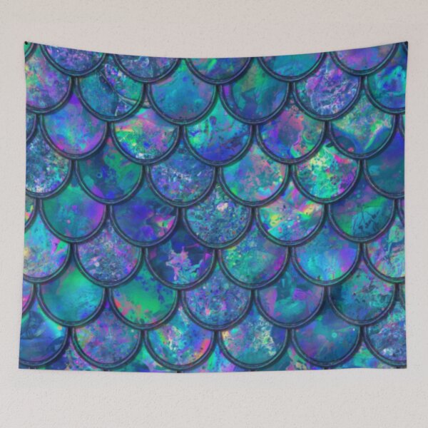 Item preview, Blue Teal Purple Mermaid Scales Print designed and sold by SeaStarMermaids.