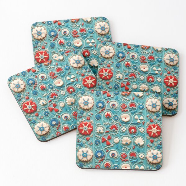 Item preview, Blue Ground Uzbekistan Suzani  Embroidery designed and sold by Vicky Brago-Mitchell®.