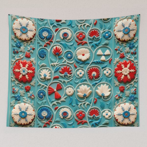 Item preview, Blue Ground Uzbekistan Suzani  Embroidery designed and sold by Vicky Brago-Mitchell®.
