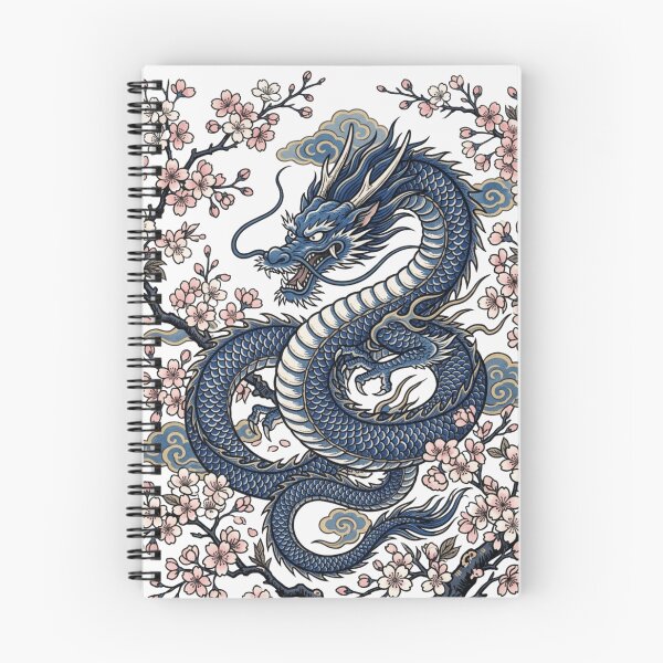 Item preview, Blue Dragon and Sakura | Japanese Dragon Cherry Blossom Art designed and sold by vekotpu.