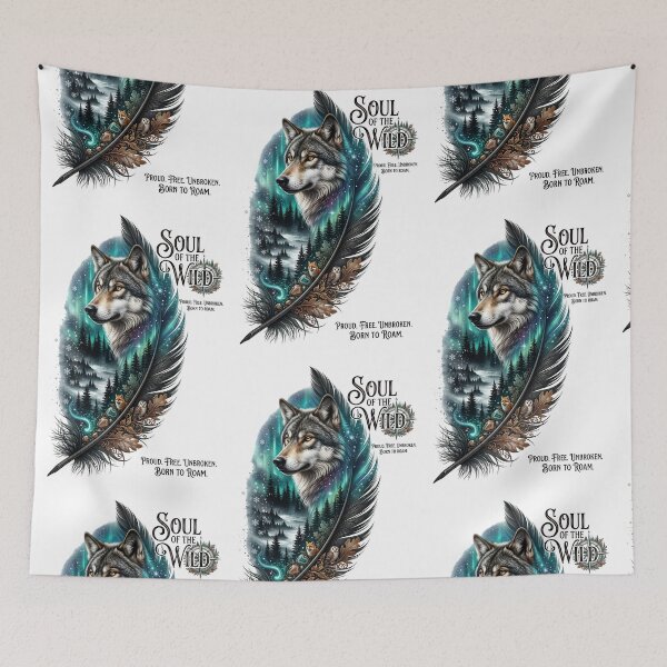 Item preview, Soul Of The Wild Wolf Northern Lights Feathe designed and sold by Sovereign Supply Co..
