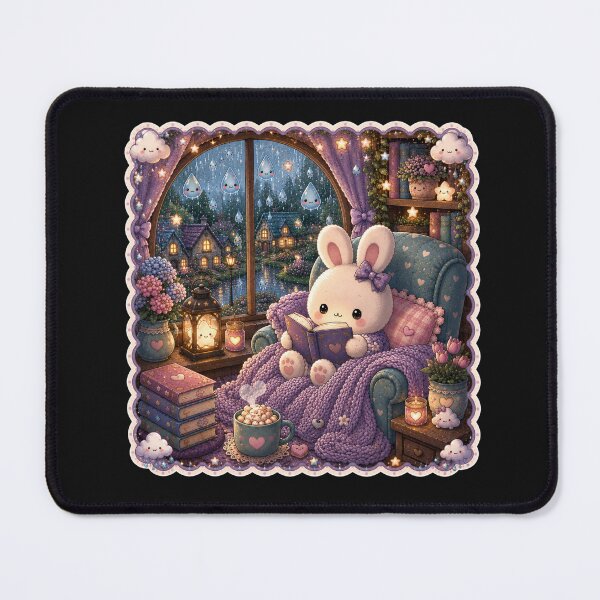 Item preview, Kawaii Reading Bunny – Cozy Rainy Day Cottagecore Book Lover Aesthetic Art designed and sold by ALH Apparel.