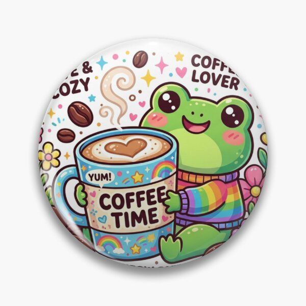 Item preview, Kawaii Coffee Frog Sticker - Cute Rainbow Cafe Aesthetic designed and sold by Elviqus Shop.