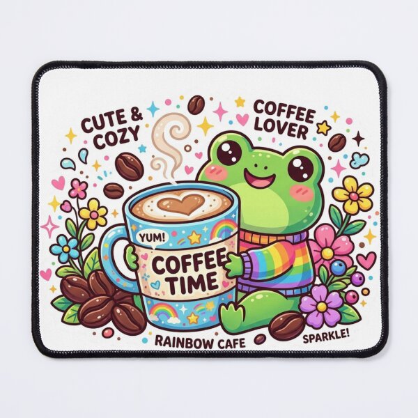 Item preview, Kawaii Coffee Frog Sticker - Cute Rainbow Cafe Aesthetic designed and sold by Elviqus Shop.
