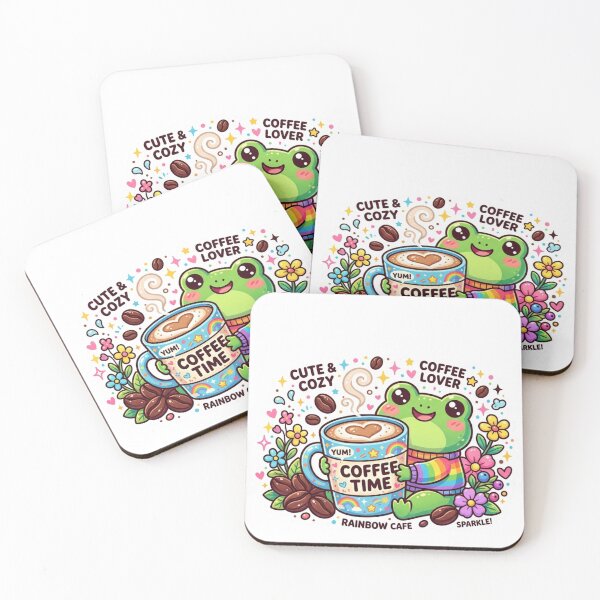 Item preview, Kawaii Coffee Frog Sticker - Cute Rainbow Cafe Aesthetic designed and sold by Elviqus Shop.