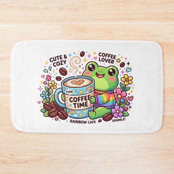 Item preview, Kawaii Coffee Frog Sticker - Cute Rainbow Cafe Aesthetic designed and sold by Elviqus Shop.