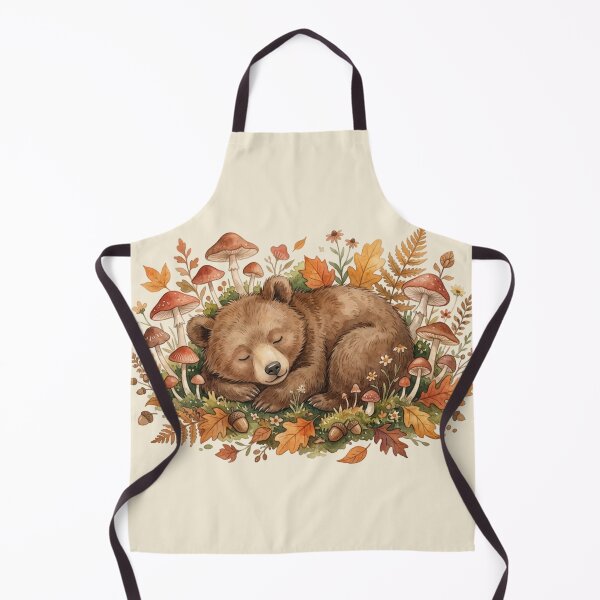 Item preview, Sleeping Bear Cub Autumn Mushrooms Cottagecore Forest designed and sold by CalmCapy Co.
