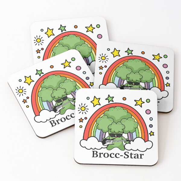 Item preview, Broccoli Playing Guitar, Brocc Star and Rainbows designed and sold by Doodle Moon Studios.