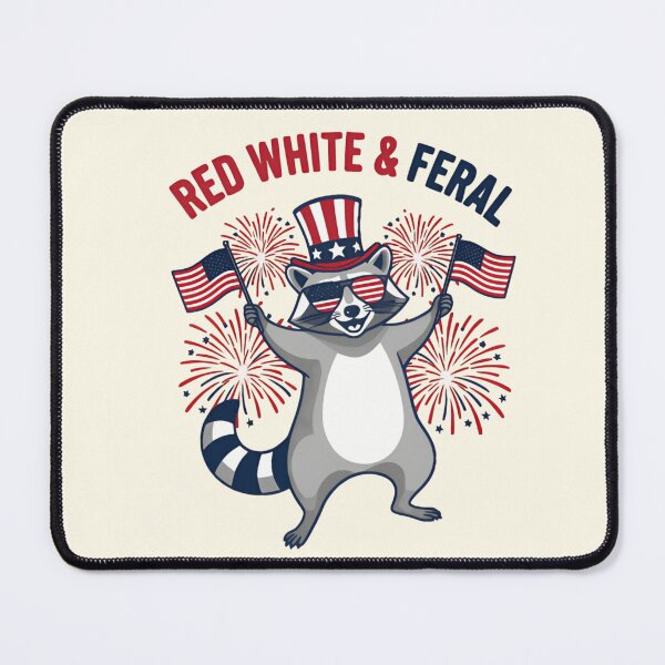 Item preview, Red White & Feral Raccoon Shirt – Funny Patriotic Trash Panda 4th of July T-Shirt designed and sold by ZyxDes.