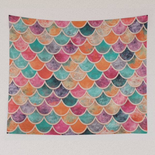 Item preview, Scales Print Orange Teal designed and sold by SeaStarMermaids.