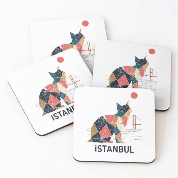 Item preview, Istanbul – City of Cats | Geometric Cat Bosphorus Art Print | Turkey Travel Poster designed and sold by OzzFrequency.