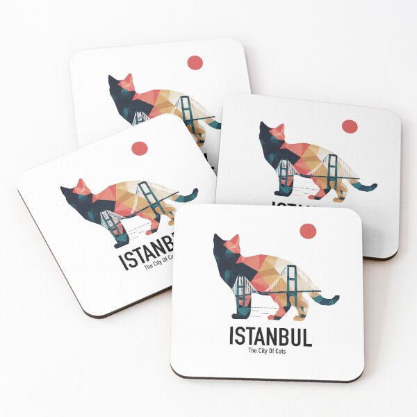 Item preview, Istanbul – City of Cats | Geometric Cat Bosphorus Art Print | Turkey Travel Poster designed and sold by OzzFrequency.