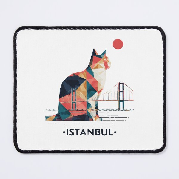 Item preview, Istanbul – City of Cats | Geometric Cat Bosphorus Art Print | Turkey Travel Poster designed and sold by OzzFrequency.