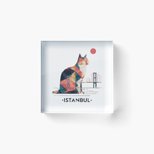Item preview, Istanbul – City of Cats | Geometric Cat Bosphorus Art Print | Turkey Travel Poster designed and sold by OzzFrequency.
