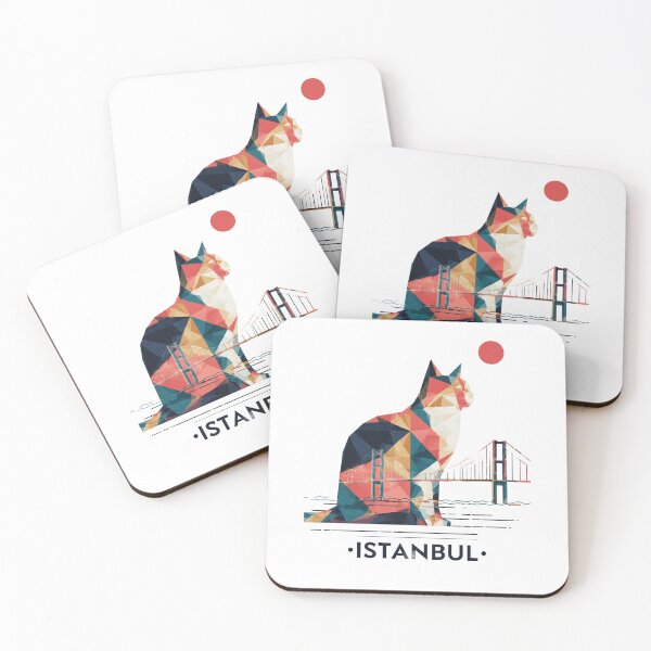 Item preview, Istanbul – City of Cats | Geometric Cat Bosphorus Art Print | Turkey Travel Poster designed and sold by OzzFrequency.