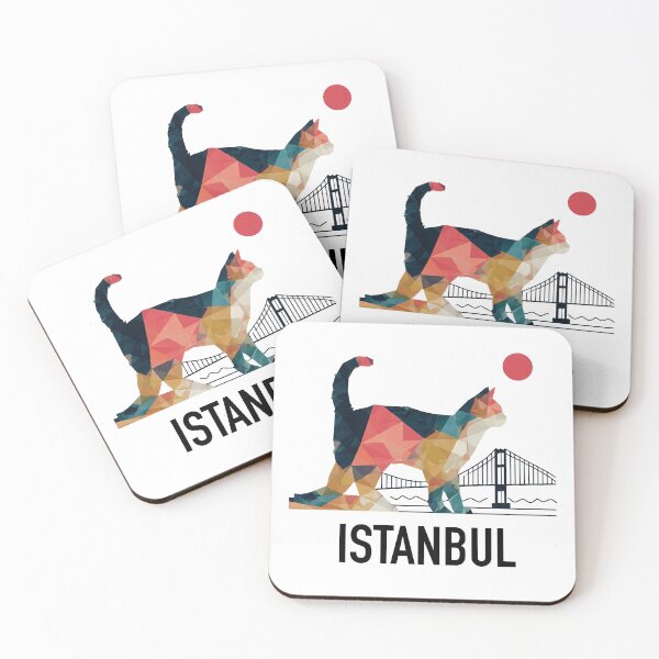 Item preview, Istanbul – City of Cats | Geometric Cat Bosphorus Art Print | Turkey Travel Poster designed and sold by OzzFrequency.