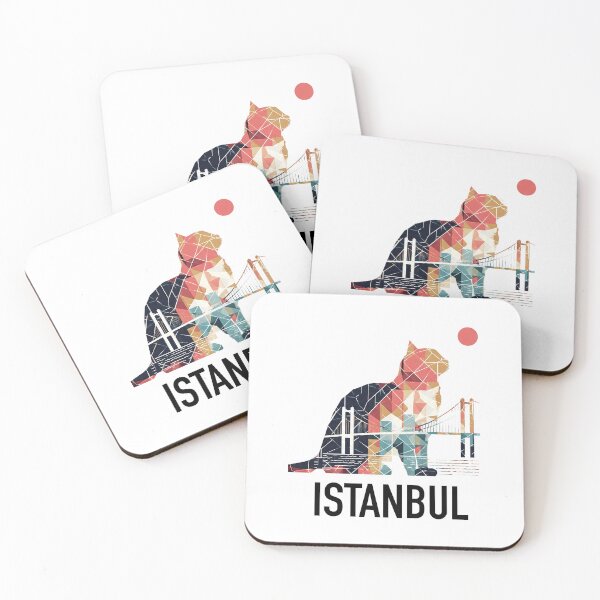 Item preview, Istanbul – City of Cats | Geometric Cat Bosphorus Art Print | Turkey Travel Poster designed and sold by OzzFrequency.