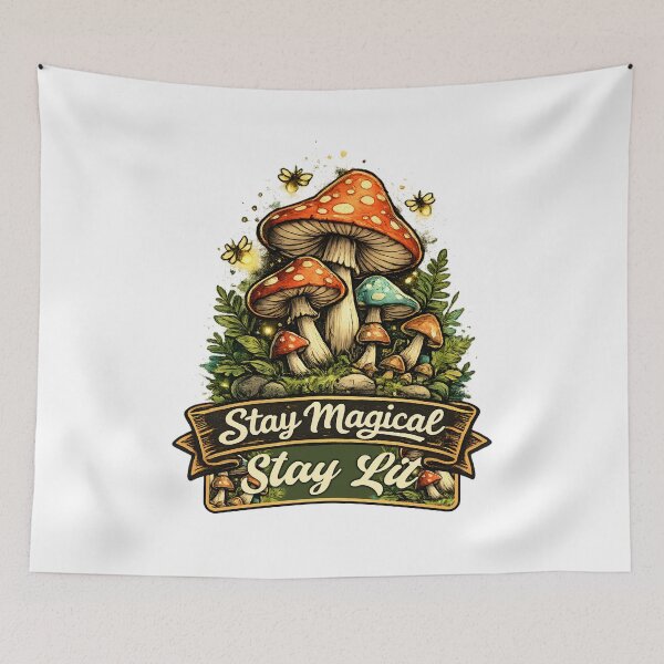 Item preview, Stay Magical Stay Lit Vintage Mushrooms designed and sold by Mr Lee.
