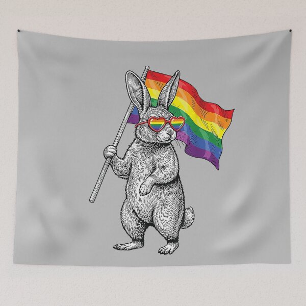 Item preview, LGBTQ Pride Month Bunny Rainbow Gay Flag LGBT Ally Rabbit designed and sold by mjohnson9.