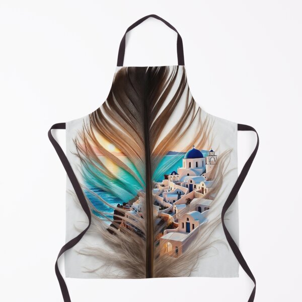 Item preview, Santorini Feather Art | Greece Travel Illustration | Santorini Greece Feather Design | Greek Island Artwork | Coastal Aesthetic designed and sold by GalleryPeak.