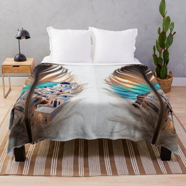 Item preview, Santorini Feather Art | Greece Travel Illustration | Santorini Greece Feather Design | Greek Island Artwork | Coastal Aesthetic designed and sold by GalleryPeak.