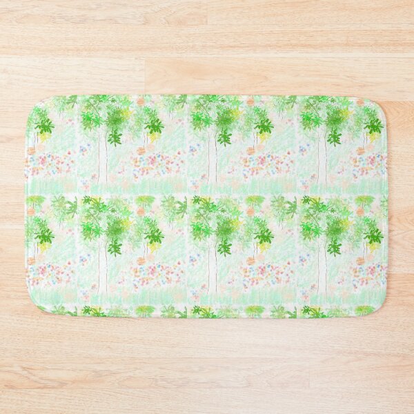 Item preview, Fantasy enchanted forest backdrop with green trees and glowing splatters designed and sold by AjjimaJKM.