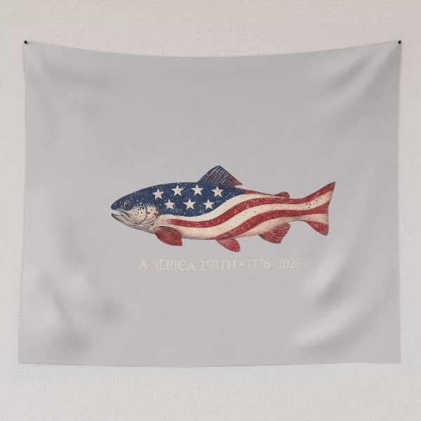Item preview, 250 America Years 1776 2026 Fishing USA Flag 250th Birthday designed and sold by MabelWells.