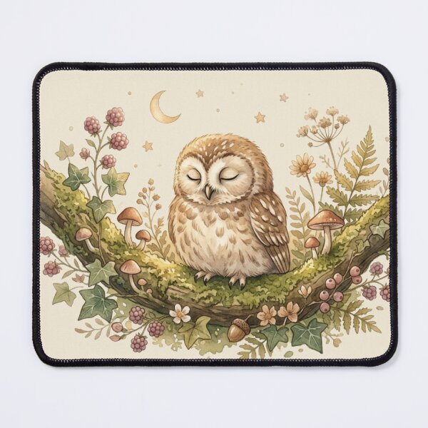 Item preview, Sleeping Owl Moon Wildflowers Cottagecore Woodland designed and sold by CalmCapy Co.