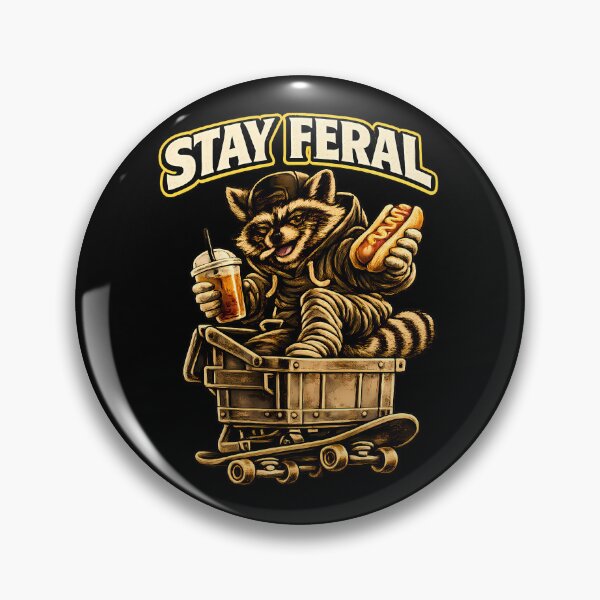 Item preview, Stay Feral Raccoon Skateboard Vintage Streetwear Graphic Premium T-Shirt designed and sold by clockedoutwearshop.