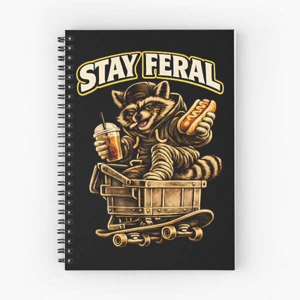 Item preview, Stay Feral Raccoon Skateboard Vintage Streetwear Graphic Premium T-Shirt designed and sold by clockedoutwearshop.