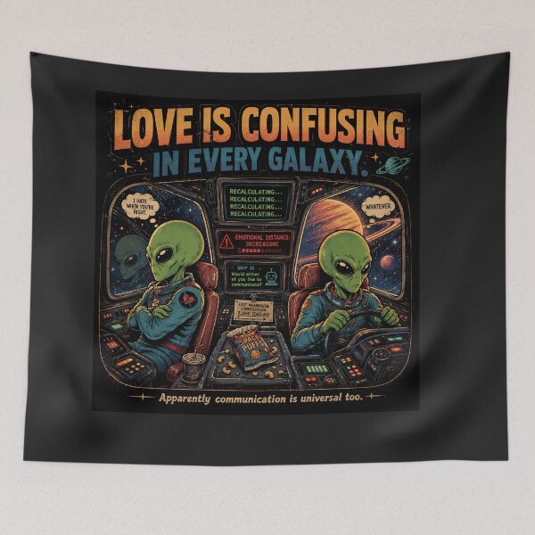 Item preview, Love Is Confusing in Every Galaxy Funny Alien Relationship Humor Retro Sci Fi designed and sold by FindYouByZ.